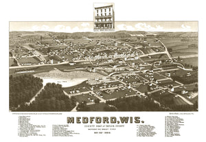 Vintage Map of Medford, Wisconsin 1885