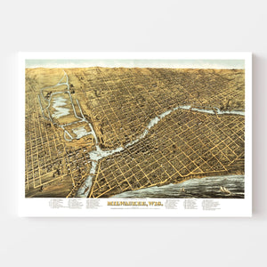 Vintage Map of Milwaukee, Wisconsin 1872