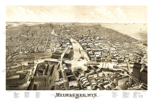 Vintage Map of MIlwaukee, Wisconsin 1879