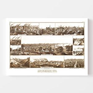 Vintage Map of Milwaukee, Wisconsin 1882