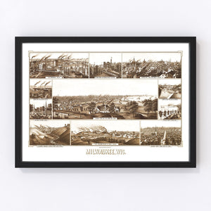 Vintage Map of Milwaukee, Wisconsin 1882
