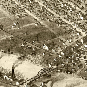 Vintage Map of Oshkosh, Wisconsin 1867