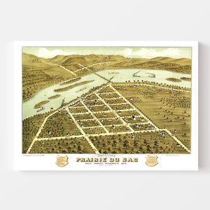 Vintage Map of Prairie du Sac, Wisconsin 1870
