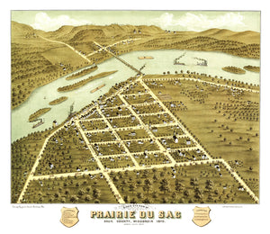 Vintage Map of Prairie du Sac, Wisconsin 1870