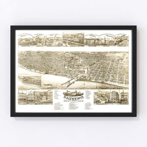 Vintage Map of Racine, Wisconsin 1883