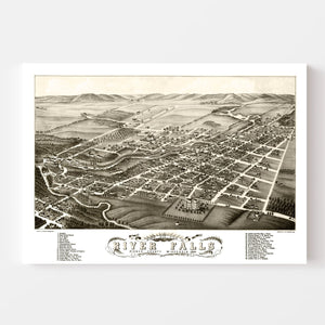 Vintage Map of River Falls, Wisconsin 1880
