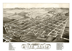 Vintage Map of River Falls, Wisconsin 1880