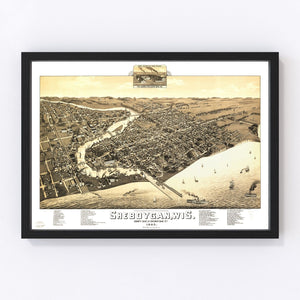 Vintage Map of Sheboygan, Wisconsin 1885