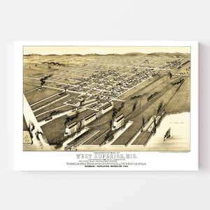 Vintage Map of West Superior, Wisconsin 1887