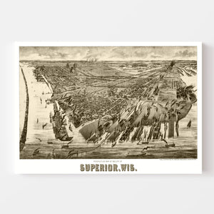 Vintage Map of Superior, Wisconsin 1893