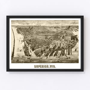 Vintage Map of Superior, Wisconsin 1893