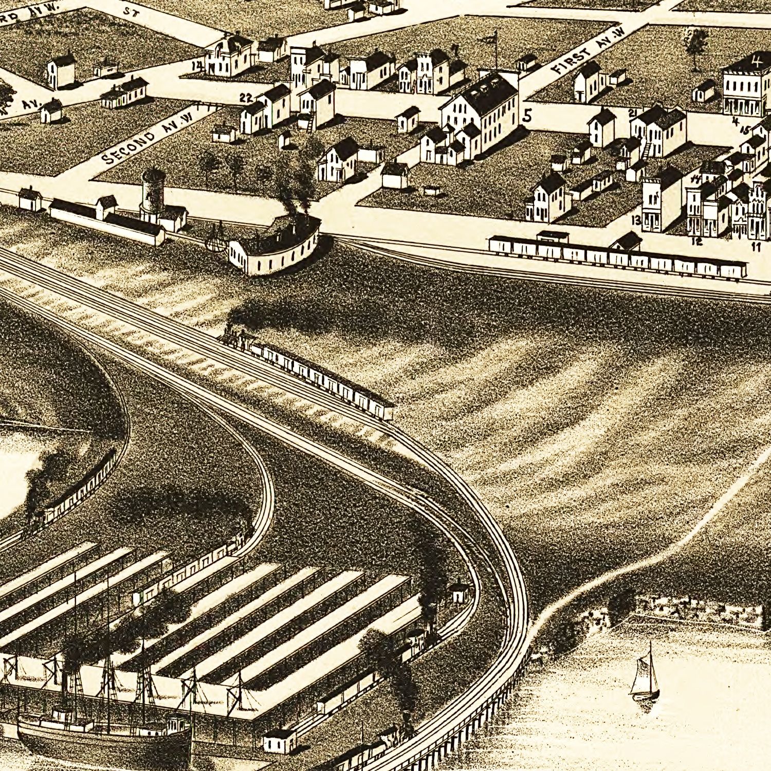 Vintage Map of Washburn, Wisconsin 1886