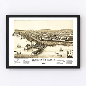 Vintage Map of Washburn, Wisconsin 1886