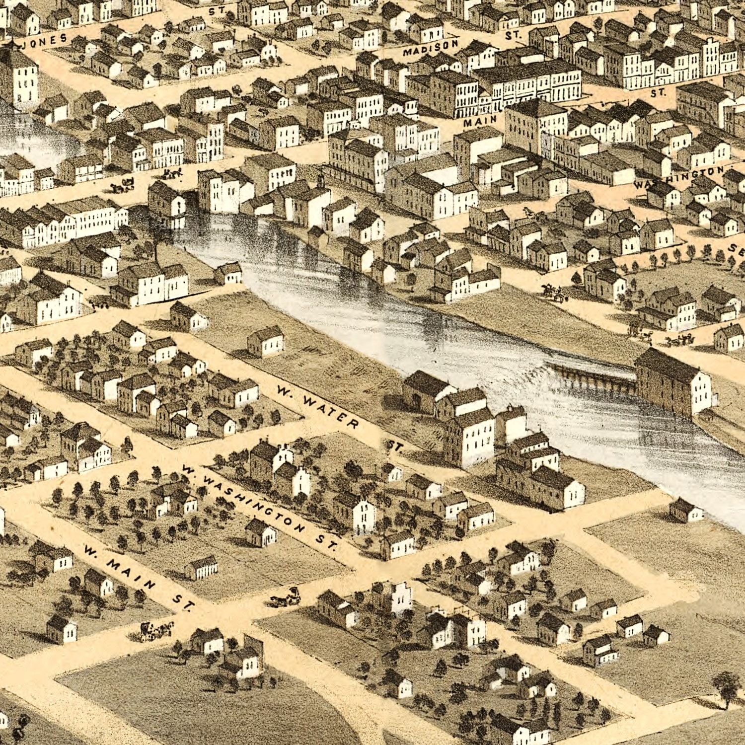 Vintage Map of Watertown, Wisconsin 1867