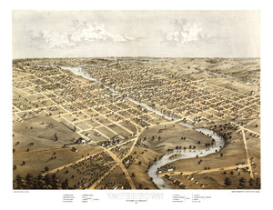 Vintage Map of Watertown, Wisconsin 1867
