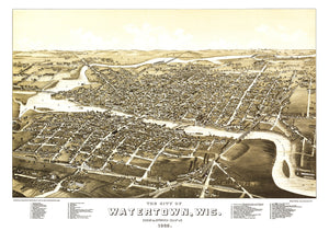 Vintage Map of Watertown, Wisconsin 1885