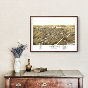 Vintage Map of Waupun, Wisconsin 1885