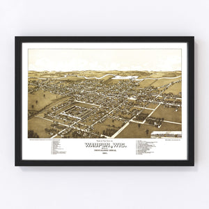 Vintage Map of Waupun, Wisconsin 1885