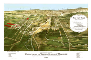 Vintage Map of Wauwatosa, Wisconsin 1892