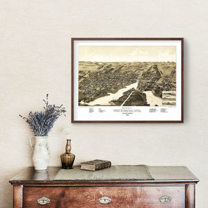 Vintage Map of Whitewater, Wisconsin 1885