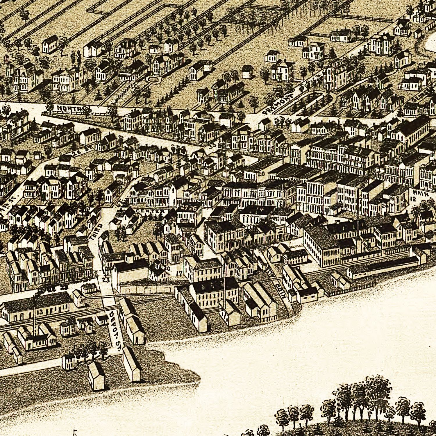 Vintage Map of Whitewater, Wisconsin 1885