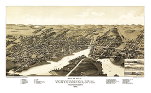 Vintage Map of Whitewater, Wisconsin 1885