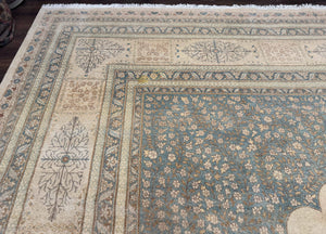 Palace Size Pak Persian Rug 12x18, Haji Jalili Design, Pakistani Carpet, Oat and Light Blue, Fine 260 KPSI