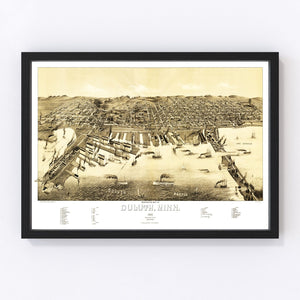 Vintage Map of Duluth, Minnesota 1887