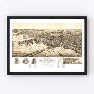 Vintage Map of Duluth, Minnesota 1893