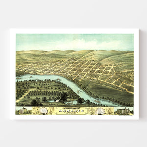 Vintage Map of Mankato, Minnesota 1870