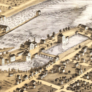 Vintage Map of Minneapolis, Minnesota 1867