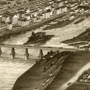 Vintage Map of Minneapolis, Minnesota 1879