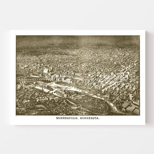 Vintage Map of Minneapolis, Minnesota 1885