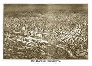 Vintage Map of Minneapolis, Minnesota 1885