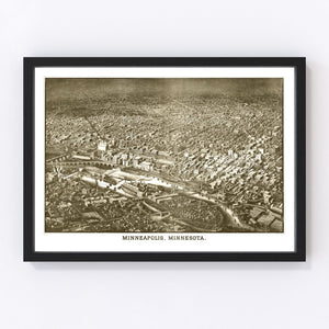 Vintage Map of Minneapolis, Minnesota 1885