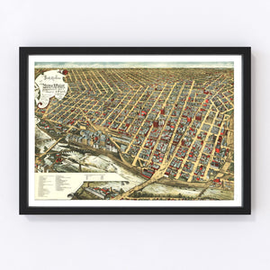 Vintage Map of Minneapolis, Minnesota 1891