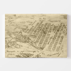 Vintage Map of Minneapolis, Minnesota 1891