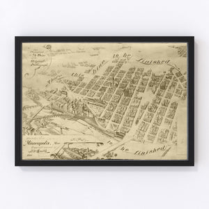 Vintage Map of Minneapolis, Minnesota 1891