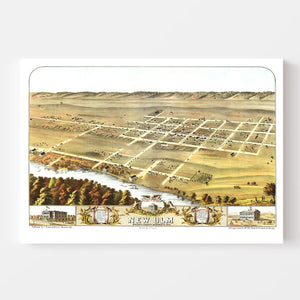 Vintage Map of New Ulm, Minnesota 1870