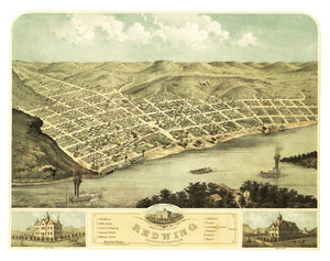 Vintage Map of Red Wing, Minnesota 1868