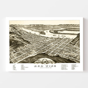 Vintage Map of Red Wing, Minnesota 1880