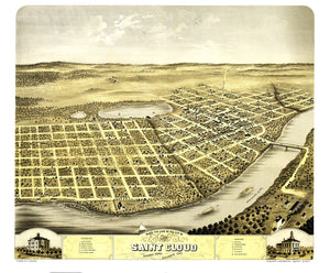 Vintage Map of St. Cloud, Minnesota 1869