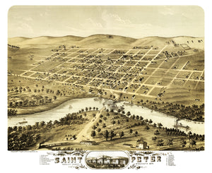 Vintage Map of Saint Peter, Minnesota 1870