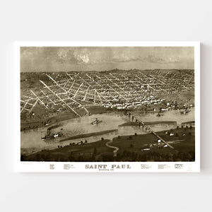 Vintage Map of St. Paul, Minnesota 1867