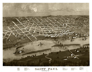 Vintage Map of St. Paul, Minnesota 1867