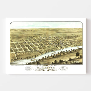 Vintage Map of Shakopee, Minnesota 1869