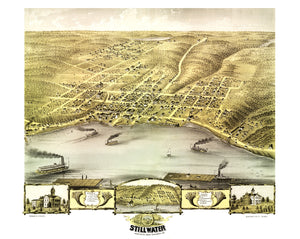 Vintage Map of Stillwater, Minnesota 1870