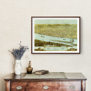 Vintage Map of Winona, Minnesota 1867