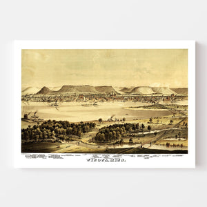 Vintage Map of Winona, Minnesota 1874