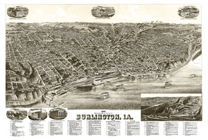 Vintage Map of Burlington, Iowa 1889
